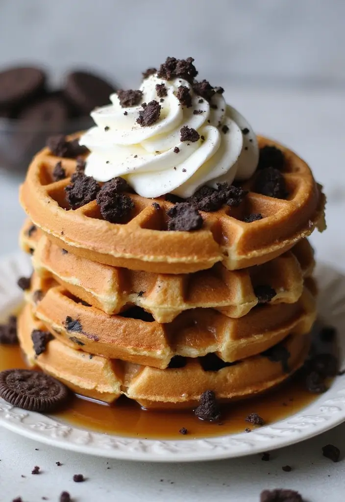 25 Cookies and Cream Dessert Recipes You’ll Crave Again and Again - 14. Cookies and Cream Waffles