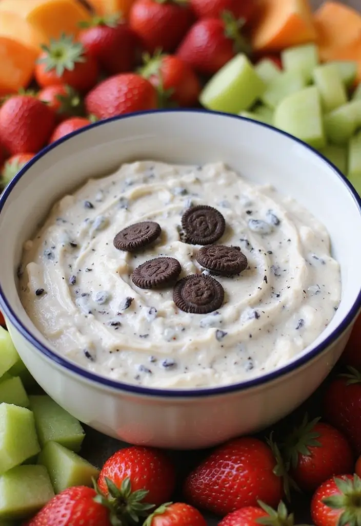 25 Cookies and Cream Dessert Recipes You’ll Crave Again and Again - 17. Cookies and Cream Fruit Dip