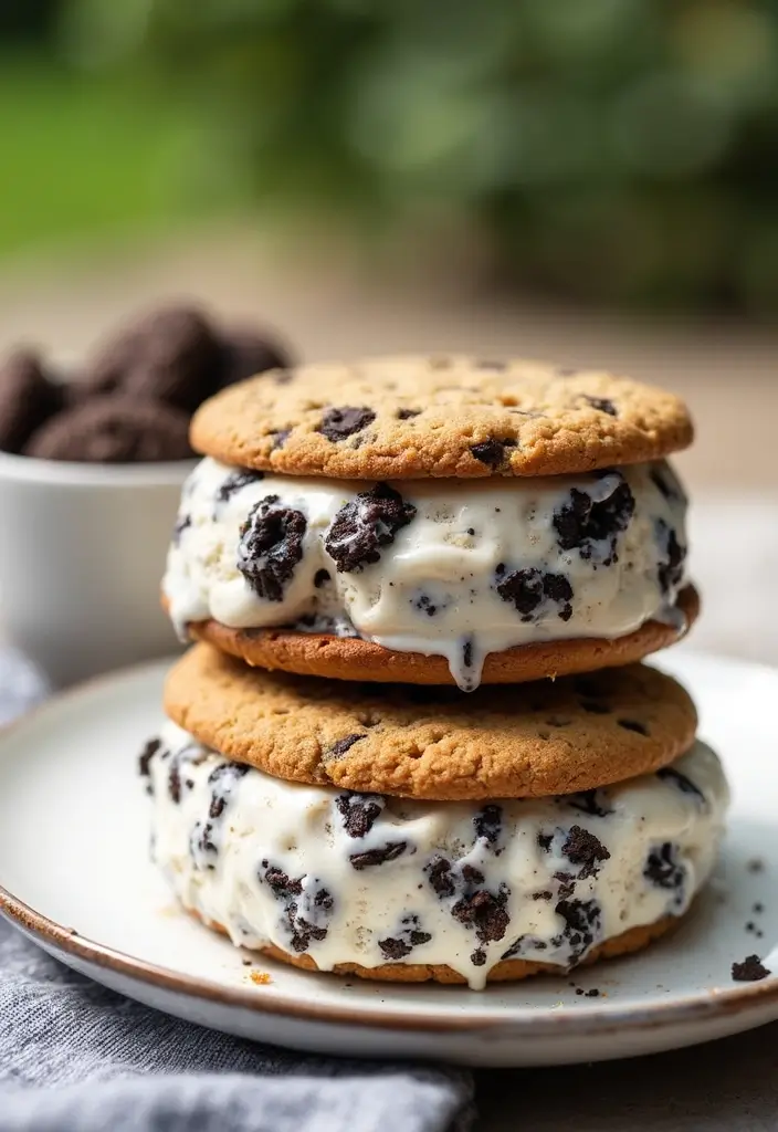25 Cookies and Cream Dessert Recipes You’ll Crave Again and Again - 3. Cookies and Cream Ice Cream Sandwiches
