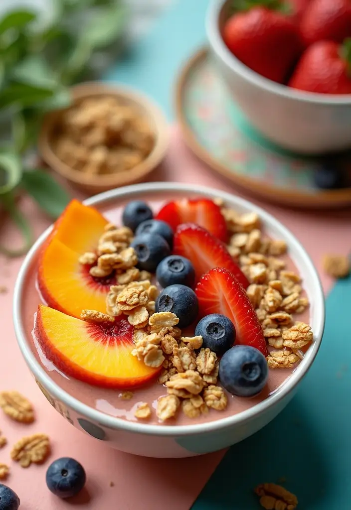 25 Dessert Recipes Using Canned Peaches for Instant Flavor 79 25 Dessert Recipes Using Canned Peaches for Instant Flavor - 13. Peach Smoothie Bowl