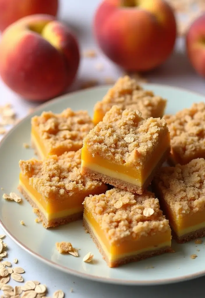 25 Dessert Recipes Using Canned Peaches for Instant Flavor 36 25 Dessert Recipes Using Canned Peaches for Instant Flavor - 6. Peach Crumble Bars