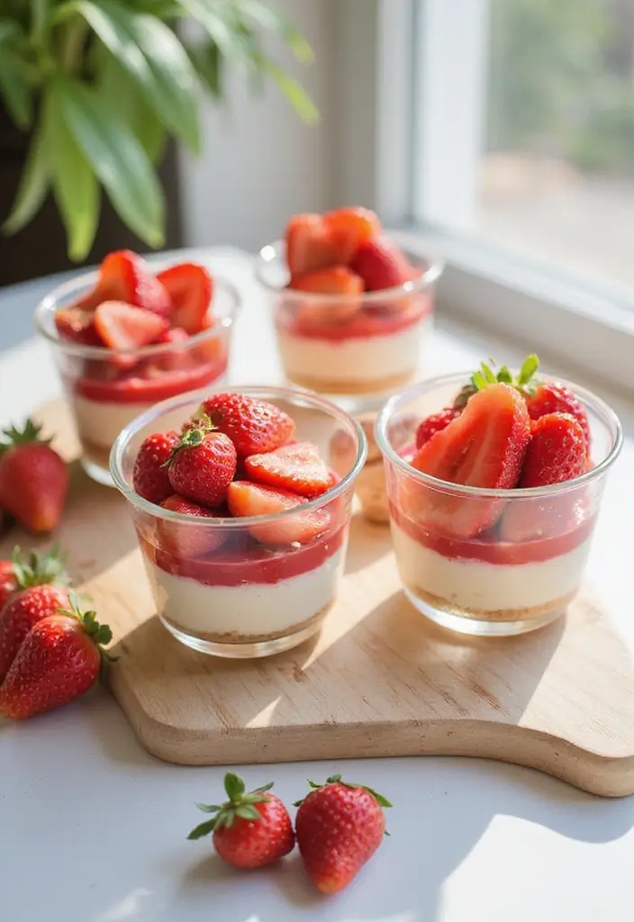 25 Easy No-Bake Dessert Recipes with Few Ingredients Anyone Can Make 8 25 Easy No-Bake Dessert Recipes with Few Ingredients Anyone Can Make - 2. No-Bake Strawberry Cheesecake Cups