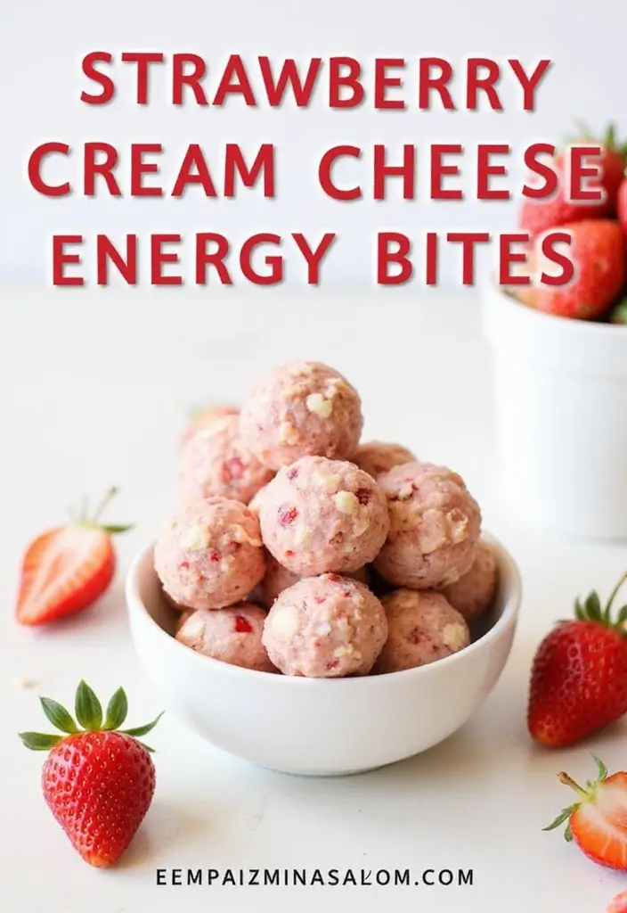 25 Strawberry Cream Cheese Dessert Recipes That Are Smooth and Sweet 108 25 Strawberry Cream Cheese Dessert Recipes That Are Smooth and Sweet - 18. Strawberry Cream Cheese Energy Bites