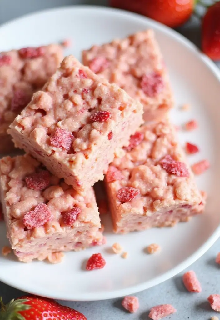 25 Strawberry Dessert Recipes That Are Easy and No-Bake 86 25 Strawberry Dessert Recipes That Are Easy and No-Bake - 14. Strawberry Rice Krispie Treats
