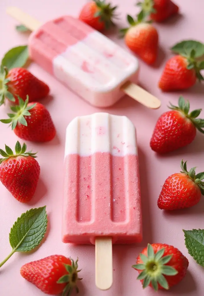 25 Strawberry Dessert Recipes That Are Easy and No-Bake 18 25 Strawberry Dessert Recipes That Are Easy and No-Bake - 4. Strawberry Yogurt Popsicles
