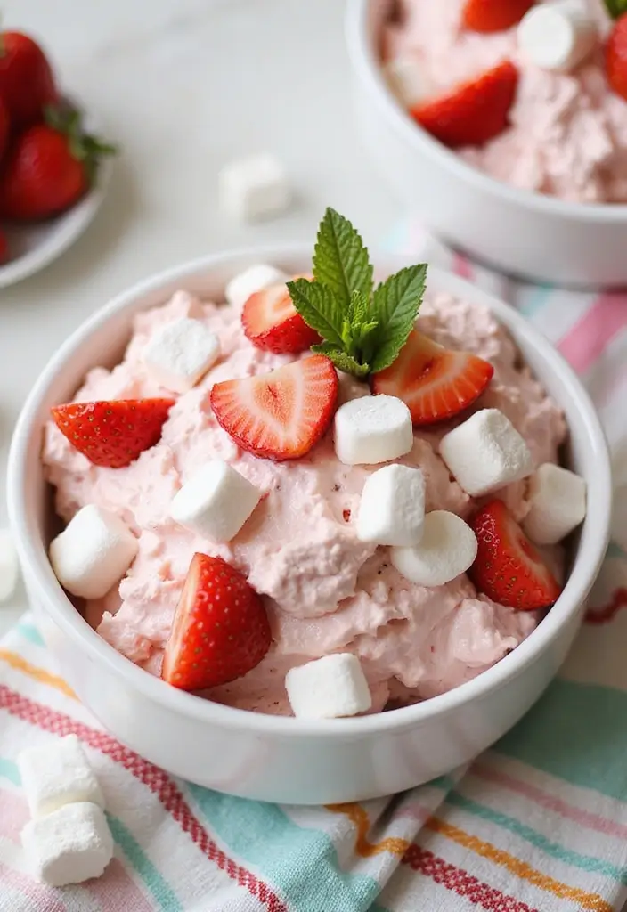 25 Strawberry Dessert Recipes That Are Easy and No-Bake 53 25 Strawberry Dessert Recipes That Are Easy and No-Bake - 9. Strawberry Fluff Salad