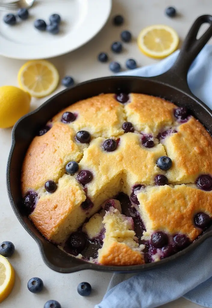 27 Cast Iron Skillet Dessert Recipes That Are Warm and Comforting - 11. Skillet Lemon Blueberry Bread Pudding