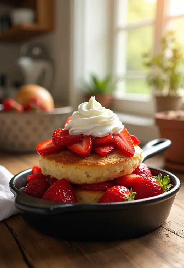27 Cast Iron Skillet Dessert Recipes That Are Warm and Comforting - 15. Skillet Strawberry Shortcake