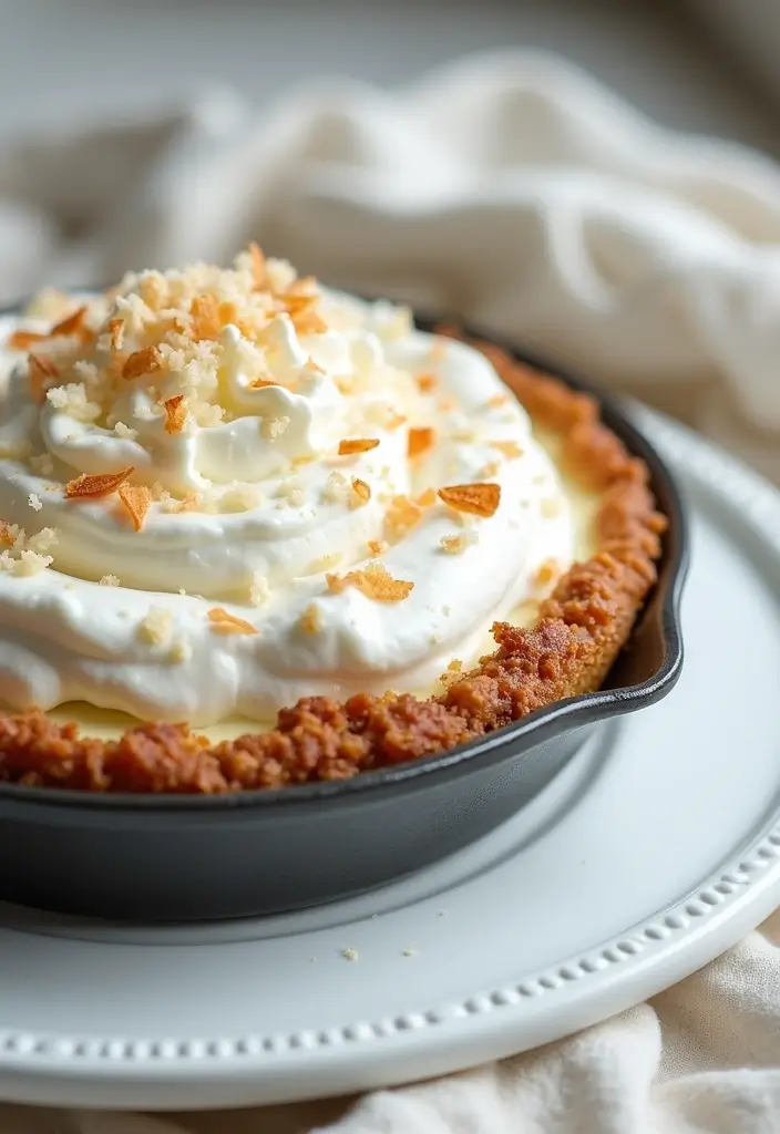 27 Cast Iron Skillet Dessert Recipes That Are Warm and Comforting - 21. Skillet Coconut Cream Pie