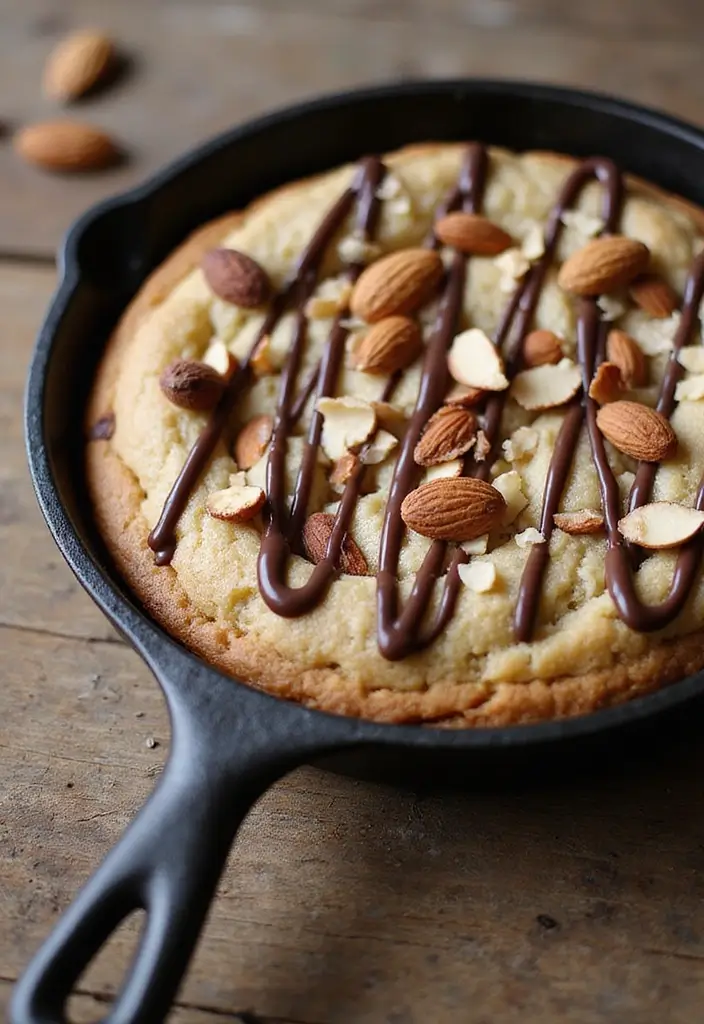 27 Cast Iron Skillet Dessert Recipes That Are Warm and Comforting - 22. Skillet Almond Joy Cookie