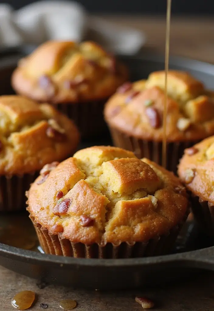 27 Cast Iron Skillet Dessert Recipes That Are Warm and Comforting - 23. Skillet Maple Pecan Muffins