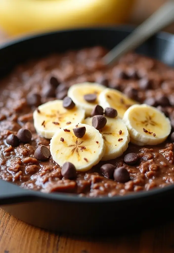 27 Cast Iron Skillet Dessert Recipes That Are Warm and Comforting - 24. Skillet Chocolate Banana Oatmeal