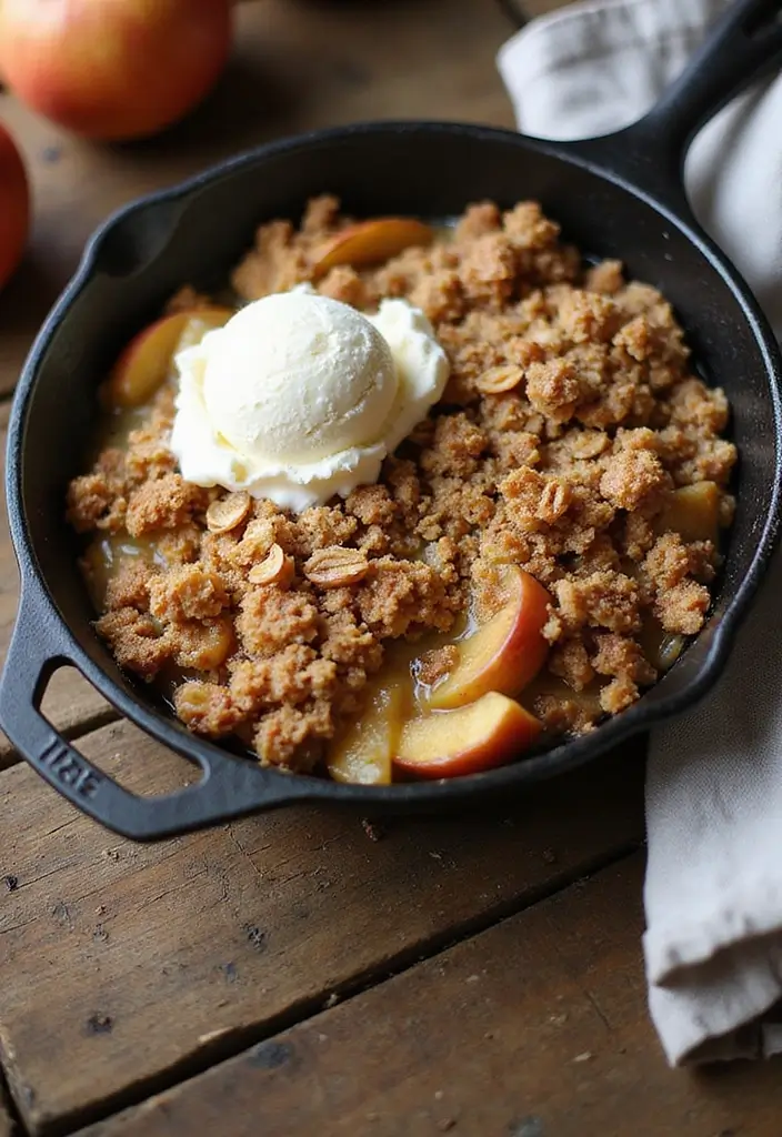 27 Cast Iron Skillet Dessert Recipes That Are Warm and Comforting - 3. Skillet Apple Crisp