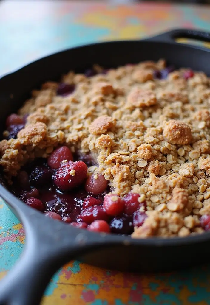 27 Cast Iron Skillet Dessert Recipes That Are Warm and Comforting - 5. Skillet Berry Crumble