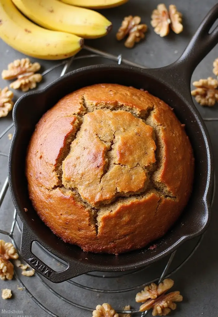 27 Cast Iron Skillet Dessert Recipes That Are Warm and Comforting - 6. Skillet Banana Bread