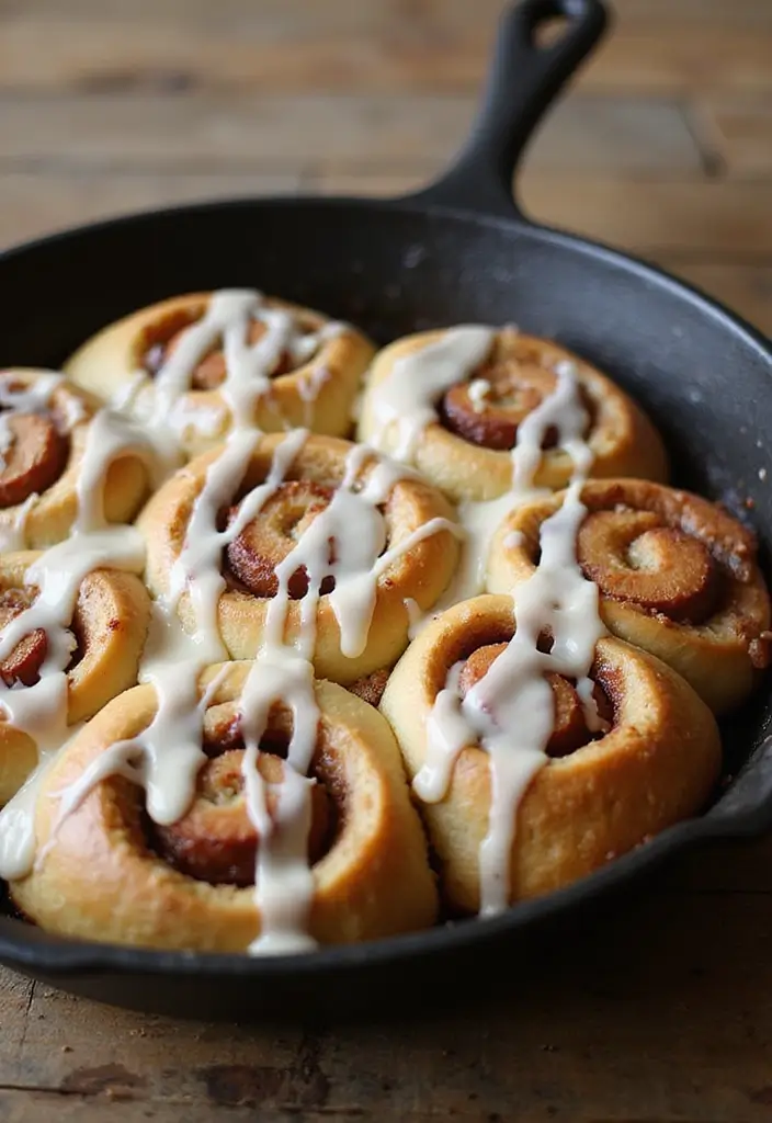 27 Cast Iron Skillet Dessert Recipes That Are Warm and Comforting - 9. Skillet Cinnamon Roll Dessert