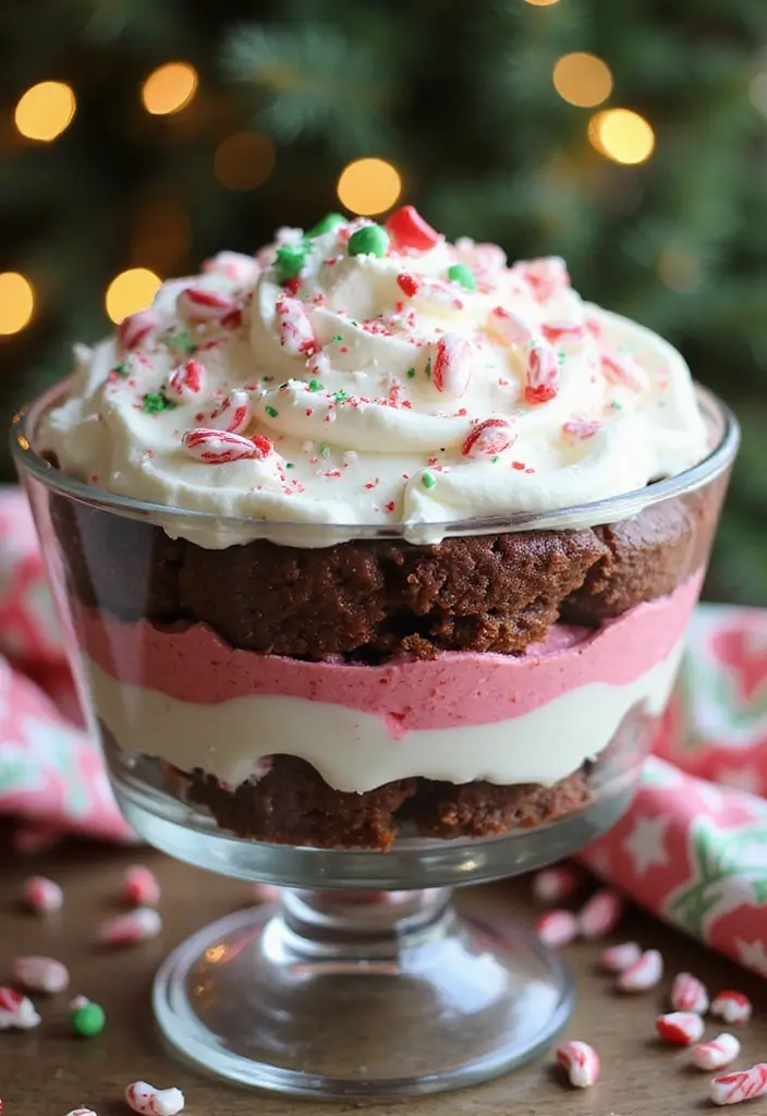 27 Christmas Dessert Recipes for a Crowd That Bring Holiday Joy 72 27 Christmas Dessert Recipes for a Crowd That Bring Holiday Joy - 12. Candy Cane Brownie Trifle