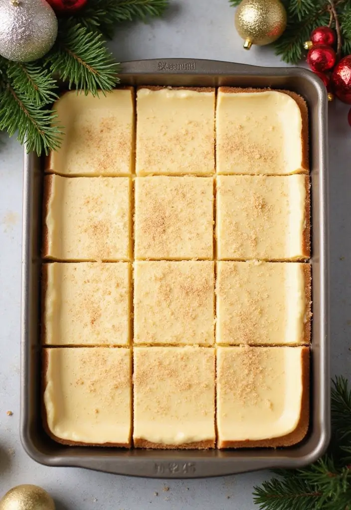 27 Christmas Dessert Recipes for a Crowd That Bring Holiday Joy 15 27 Christmas Dessert Recipes for a Crowd That Bring Holiday Joy - 3. Eggnog Cheesecake Bars
