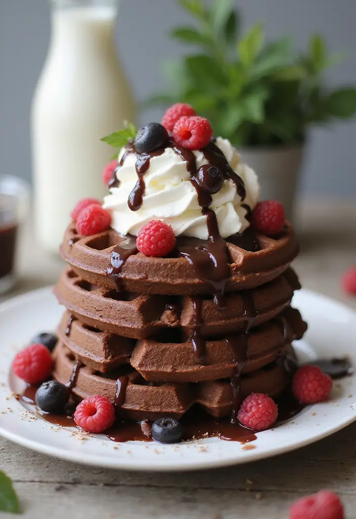 27 Half and Half Dessert Recipes That Add Creamy Perfection 174 27 Half and Half Dessert Recipes That Add Creamy Perfection - 26. Half and Half Chocolate Waffles