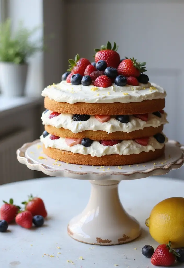 30+ Dessert Recipes with Whipped Cream for Fluffy and Dreamy Treats - 11. Berry Whipped Cream Cake