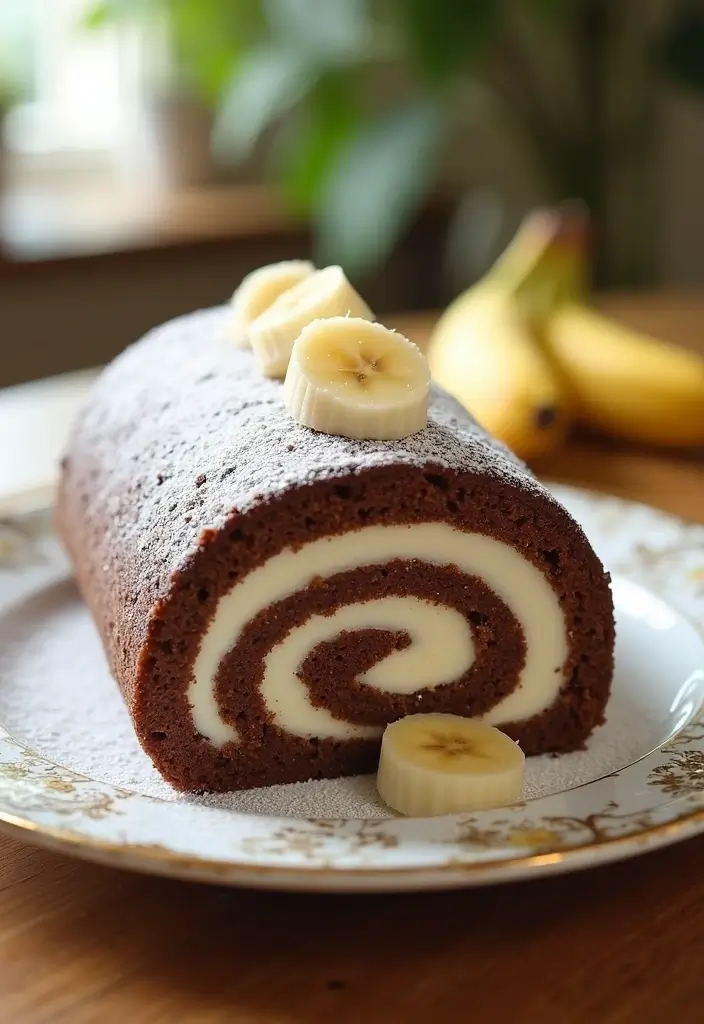 30+ Dessert Recipes with Whipped Cream for Fluffy and Dreamy Treats - 13. Choco-Banana Whipped Cream Roll