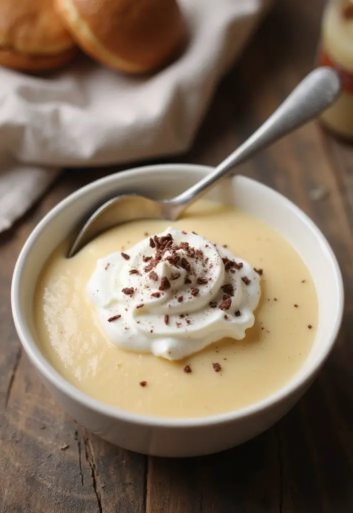 30+ Dessert Recipes with Whipped Cream for Fluffy and Dreamy Treats - 16. Creamy Vanilla Pudding with Whipped Cream