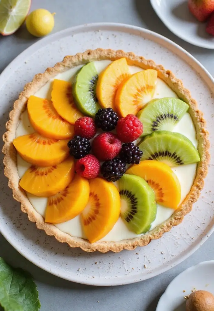 30+ Dessert Recipes with Whipped Cream for Fluffy and Dreamy Treats - 23. No-Bake Tropical Fruit Tart