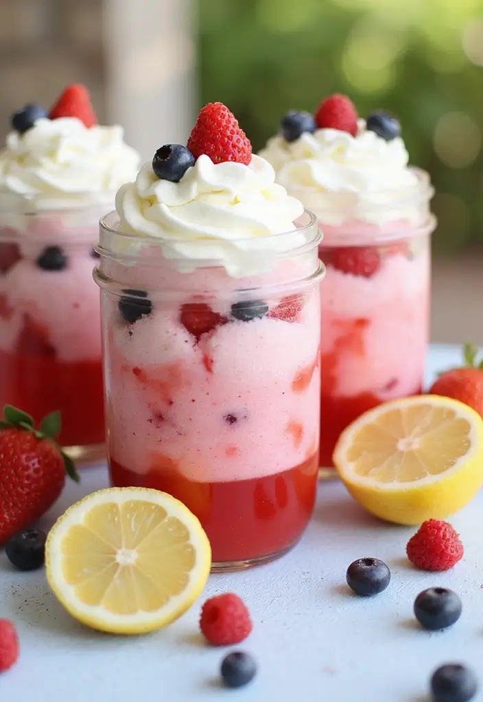 30+ Dessert Recipes with Whipped Cream for Fluffy and Dreamy Treats - 30. Berry Lemonade Whipped Cream Floats