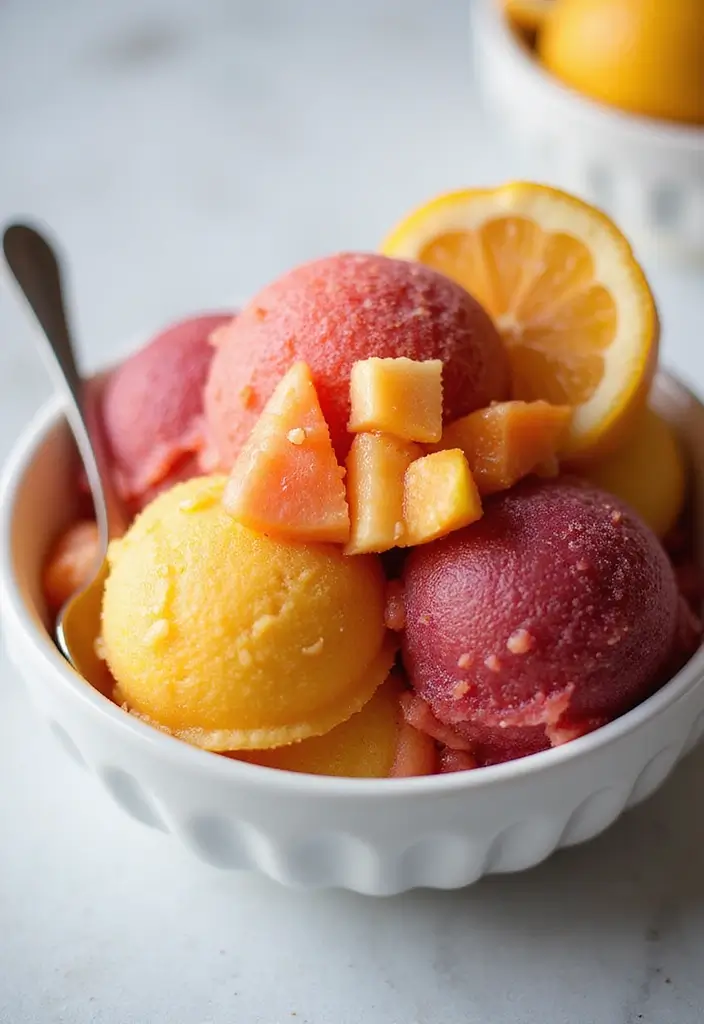30+ Easy Dessert Recipes with Just a Few Ingredients for Busy Days 113 30+ Easy Dessert Recipes with Just a Few Ingredients for Busy Days - 21. Simple Fruit Sorbet