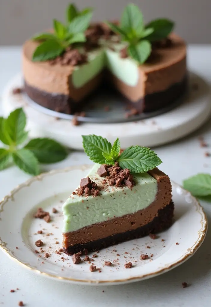 30+ Easy Dessert Recipes with Just a Few Ingredients for Busy Days 116 30+ Easy Dessert Recipes with Just a Few Ingredients for Busy Days - 22. No-Bake Mint Chocolate Cheesecake