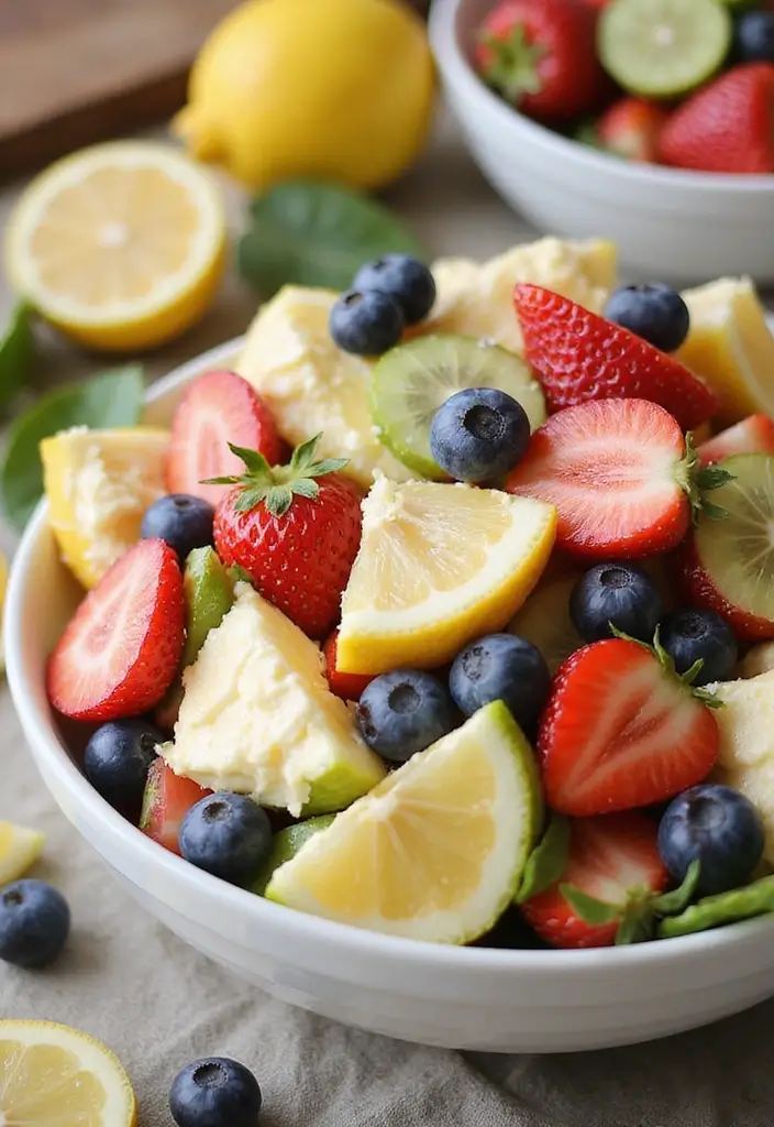 30+ Lemon Cream Cheese Dessert Recipes That Are Zesty and Light 142 30+ Lemon Cream Cheese Dessert Recipes That Are Zesty and Light - 22. Lemon Cream Cheese Fruit Salad