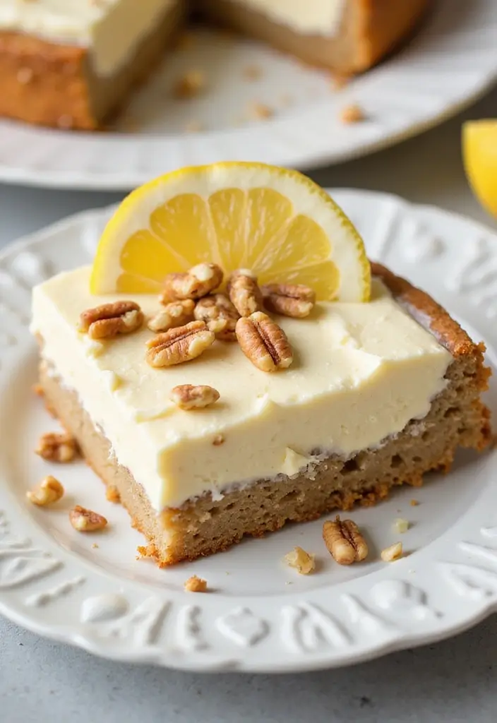 30+ Lemon Cream Cheese Dessert Recipes That Are Zesty and Light 149 30+ Lemon Cream Cheese Dessert Recipes That Are Zesty and Light - 23. Lemon Cream Cheese Nut Cake