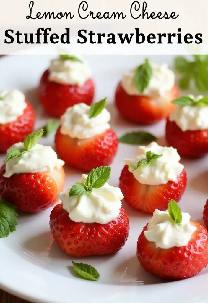 30+ Lemon Cream Cheese Dessert Recipes That Are Zesty and Light 55 30+ Lemon Cream Cheese Dessert Recipes That Are Zesty and Light - 9. Lemon Cream Cheese Stuffed Strawberries