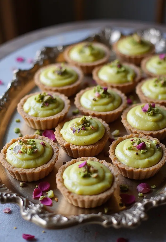 30+ Mini Tart Dessert Recipes That Are Easy, Cute, and Delicious 192 30+ Mini Tart Dessert Recipes That Are Easy, Cute, and Delicious - 28. Pistachio Rosewater Mini Tarts