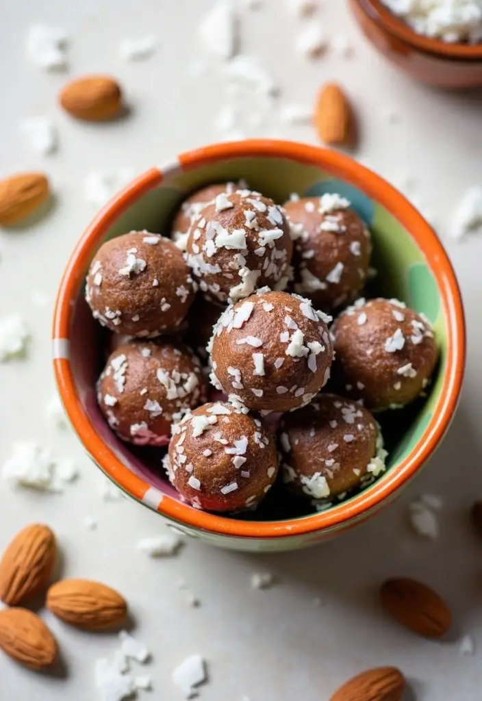 30+ Quick 3-Ingredient No-Bake Dessert Recipes for Instant Sweet Cravings 94 30+ Quick 3-Ingredient No-Bake Dessert Recipes for Instant Sweet Cravings - 16. Almond Joy Energy Balls