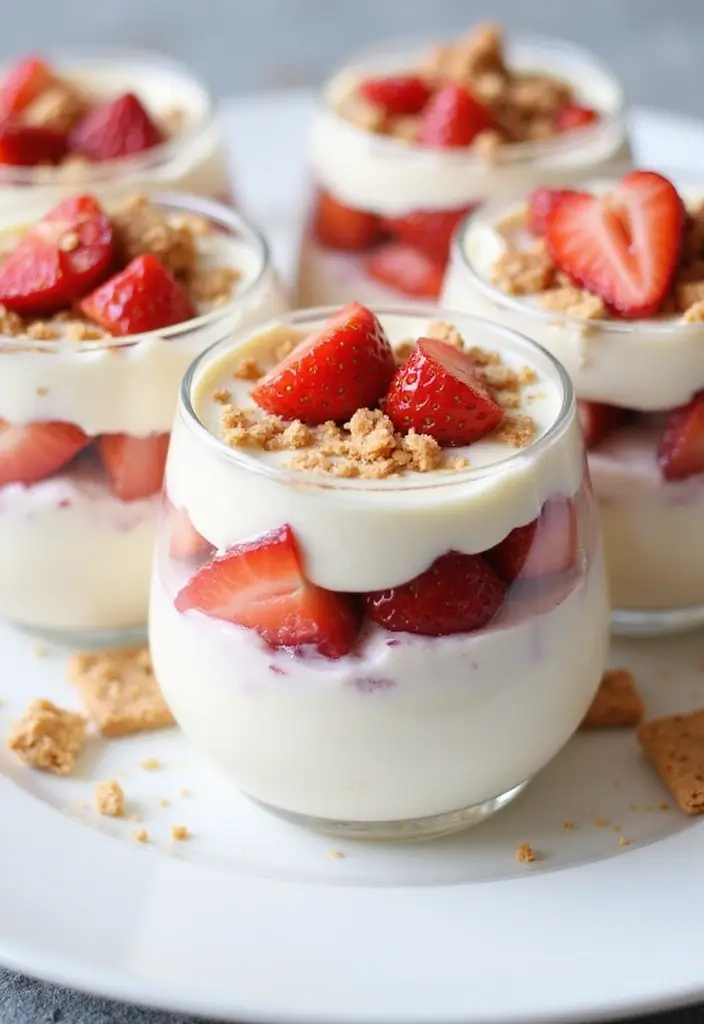 30+ Quick 3-Ingredient No-Bake Dessert Recipes for Instant Sweet Cravings 6 30+ Quick 3-Ingredient No-Bake Dessert Recipes for Instant Sweet Cravings - 2. No-Bake Strawberry Cheesecake Parfaits
