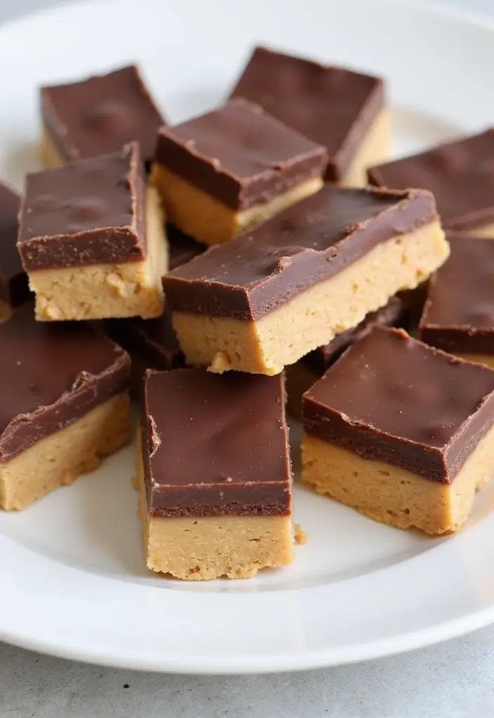 30+ Quick 3-Ingredient No-Bake Dessert Recipes for Instant Sweet Cravings 168 30+ Quick 3-Ingredient No-Bake Dessert Recipes for Instant Sweet Cravings - 28. Peanut Butter Chocolate Bars