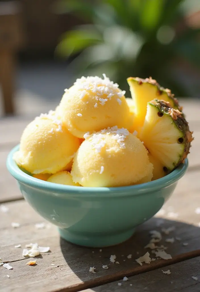 30+ Quick and Easy Summer Dessert Recipes for Hot Days 170 30+ Quick and Easy Summer Dessert Recipes for Hot Days - 28. Pineapple Coconut Sorbet